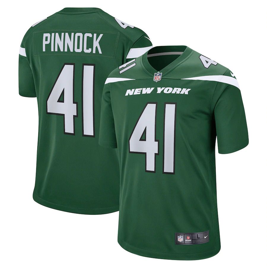 Men New York Jets #41 Jason Pinnock Nike Gotham Green Game NFL Jersey